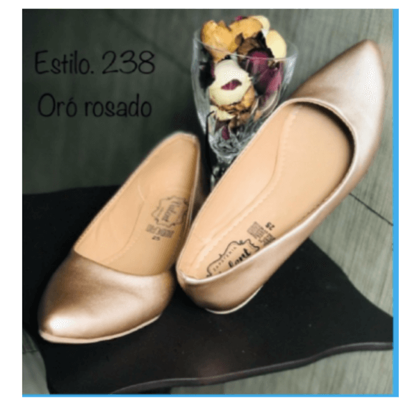 Shoes Style Flat for Lady in Golden Pink Color